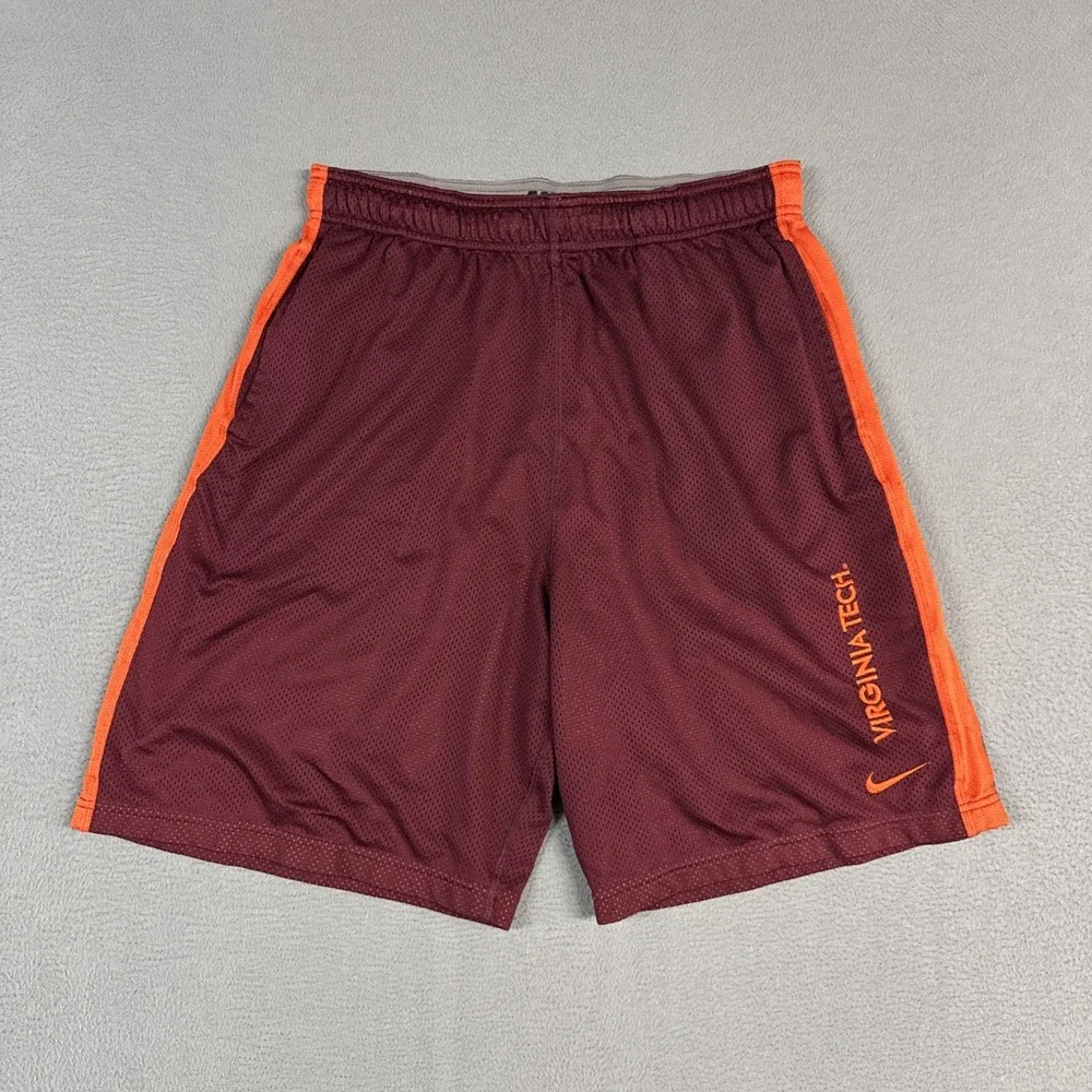 Nike Basketball Shorts Mens Medium Maroon Virginia Tech Dri Fit Relaxed Stretch